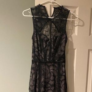 H&M black lace illusion dress